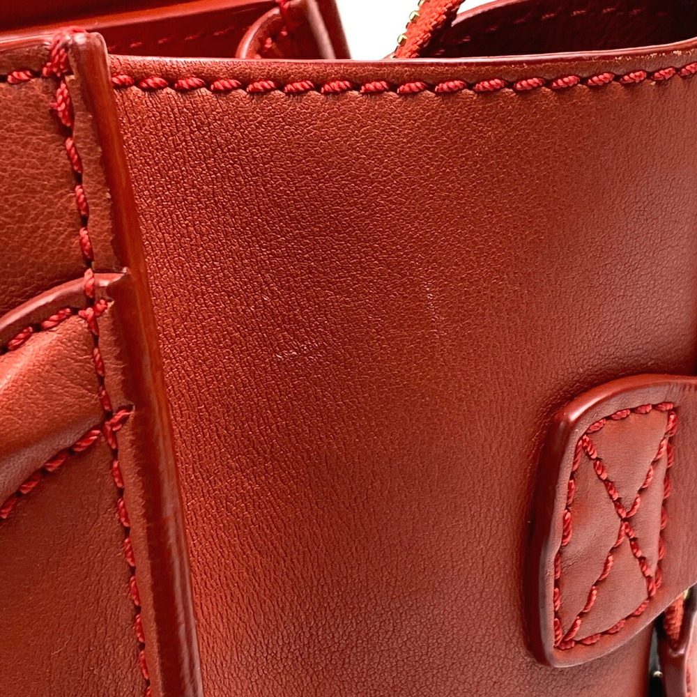 Celine Luggage Shopper Tote Bag Handbag Leather Red - Picture 5 of 7